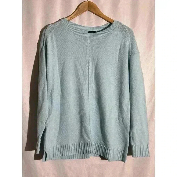 Talbots Sweater Womens Med Blue Drop Shoulder Crew Neck Soft Medium Weight Tunic - Picture 2 of 7